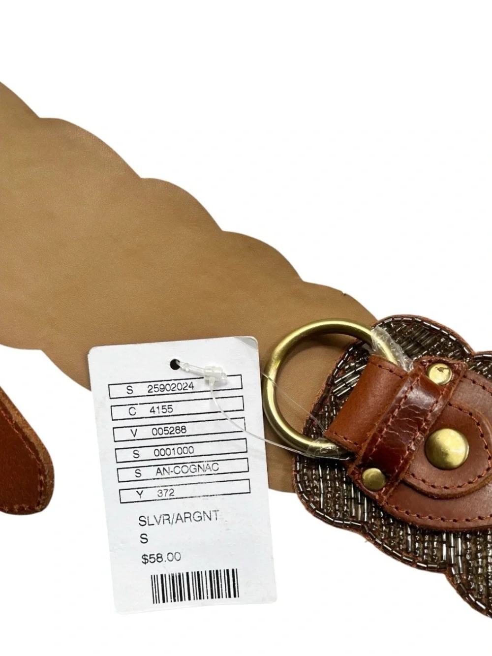 NWT Anthropologie Jasper & Jeera Corset Brown Leather Beaded Boho Belt, Sz Small